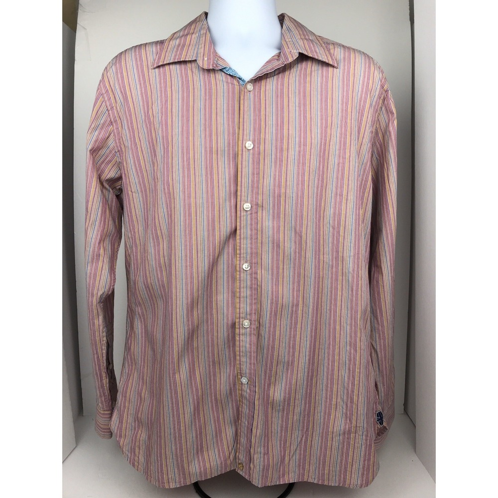 Austin Reed London Mens Large Muticolor Striped Long Sleeve Button Up Shirt
